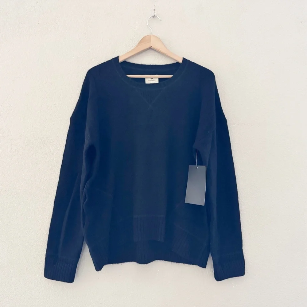 Tuckernuck Faris Pullover Sweater Womens XL Comfy Cozy Black Minimalist Chic NWT